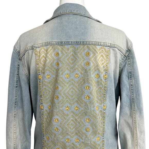 LuLaRoe Jaxon Light Wash Embroidered Denim Jacket (S) - Picture 10 of 15